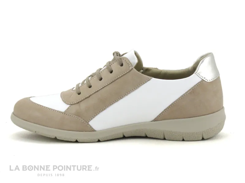 Achat chaussures Suave Femme Chaussure basse / Derby, vente Suave Oxford 6627T Beige Blanc Argent - Chaussure basse F - lacet et