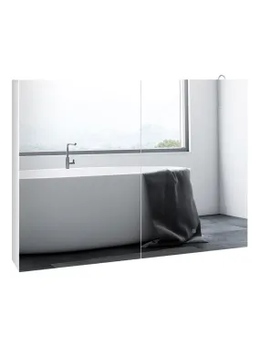 Armoire miroir LED de salle de bain - 2 portes, 2 étagères - blanc laqué - Blanc