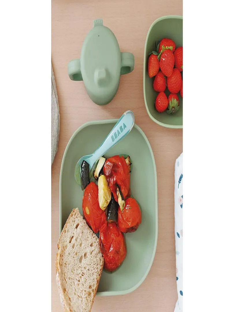 Assiette silicone ventouse sage green - Vert