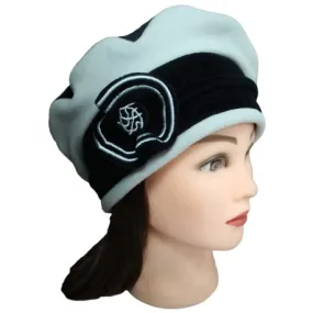 BERET FEMME Coloris noir et gris perle en VELOURS et POLAIRE