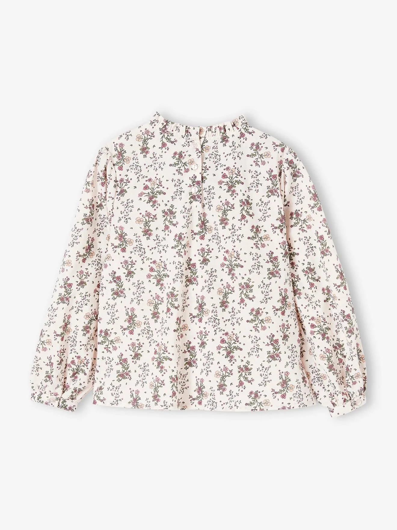 Blouse victorienne motifs fleurs fille marine - Vertbaudet