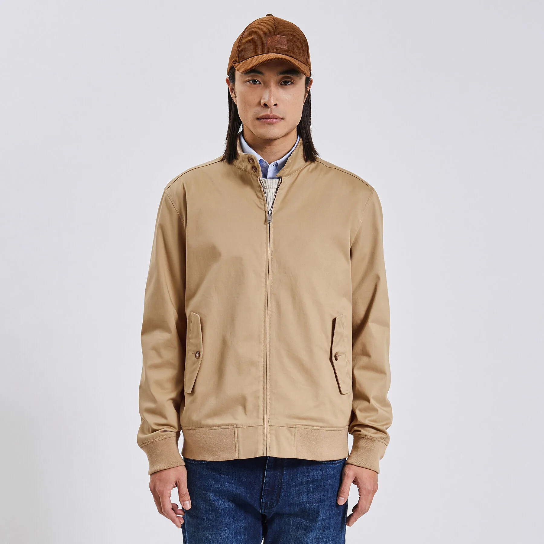 Blouson coton col montant Beige | Jules