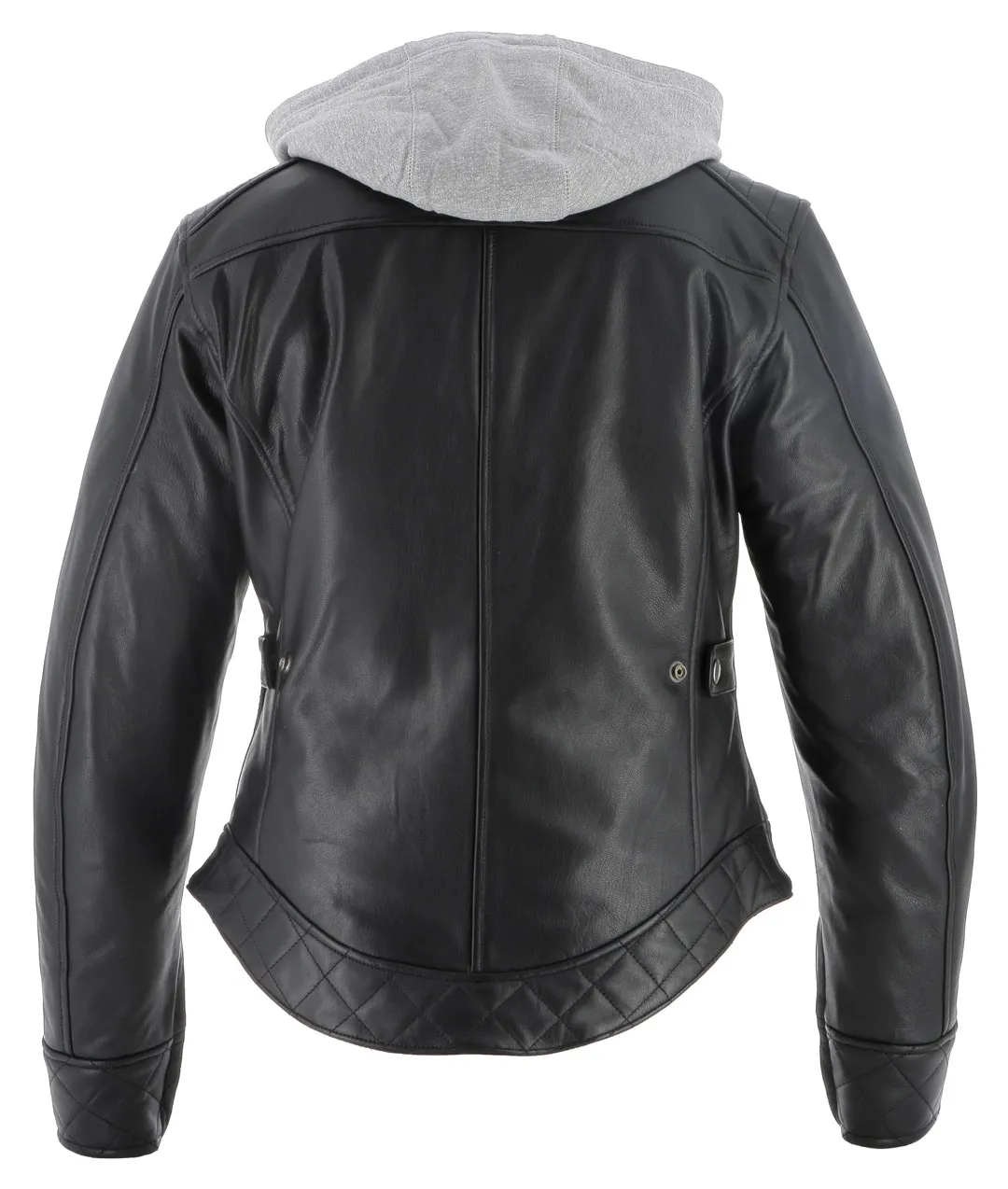 Blouson femme Helstons Canyon cuir chèvre noir, avec capuche