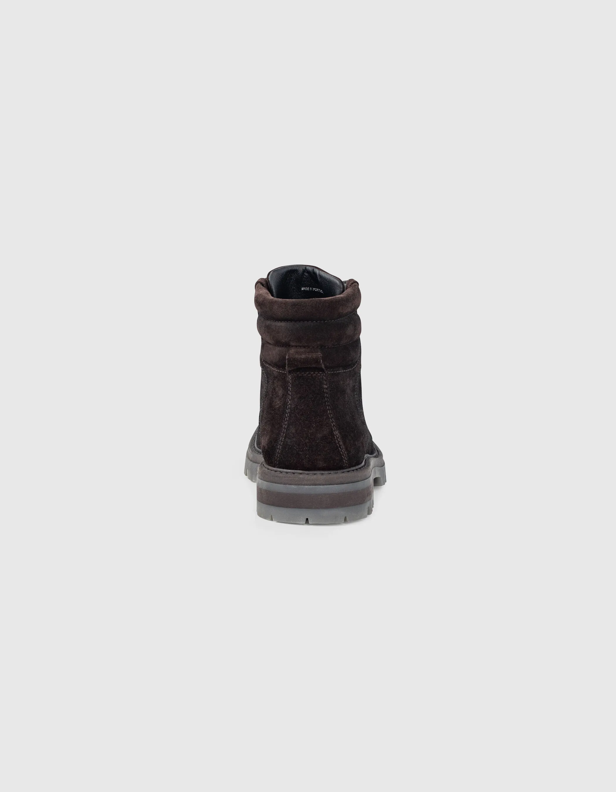 Boots dark choco en cuir velours esprit montagnard Homme