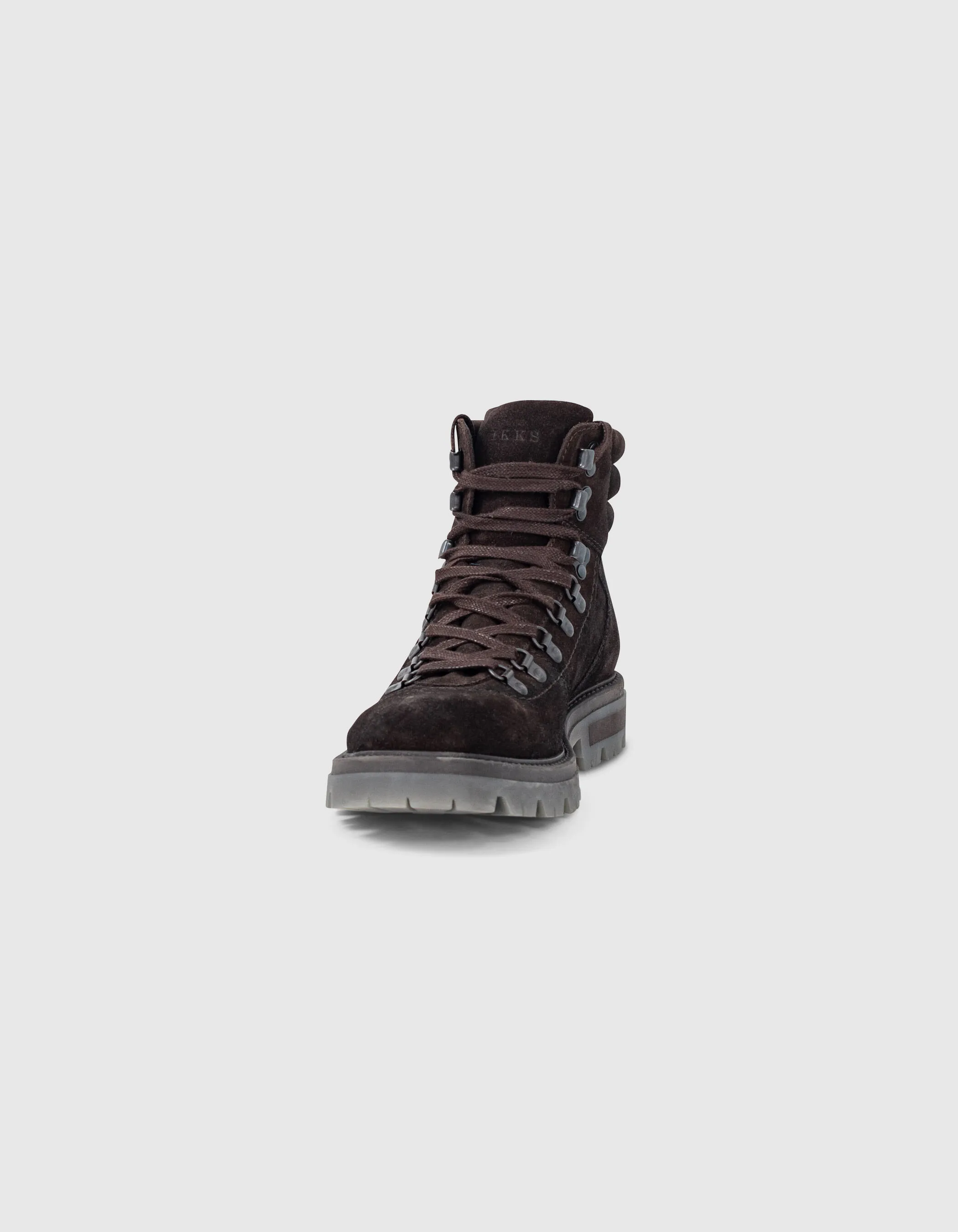 Boots dark choco en cuir velours esprit montagnard Homme