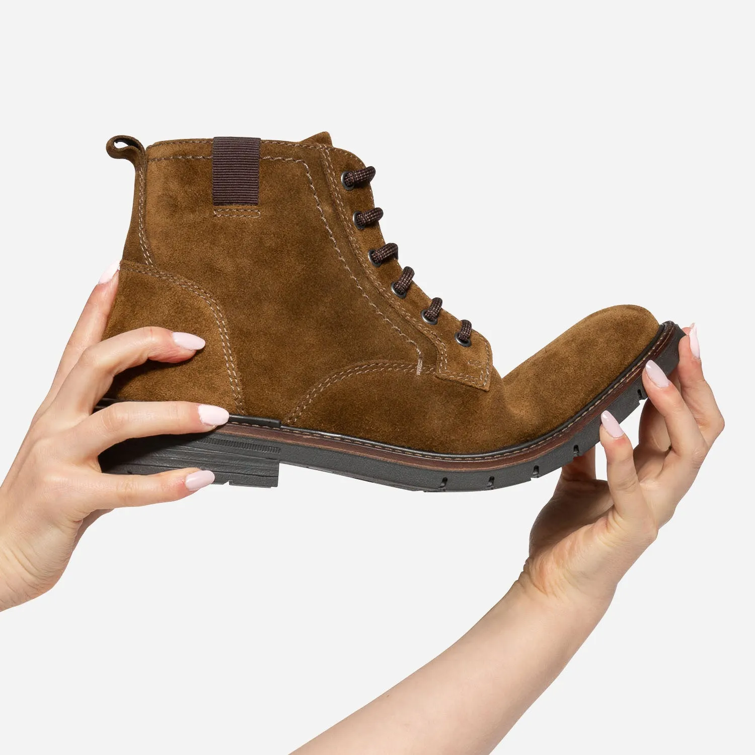 Boots à lacet marron en cuir velours - Boots Homme | ERAM