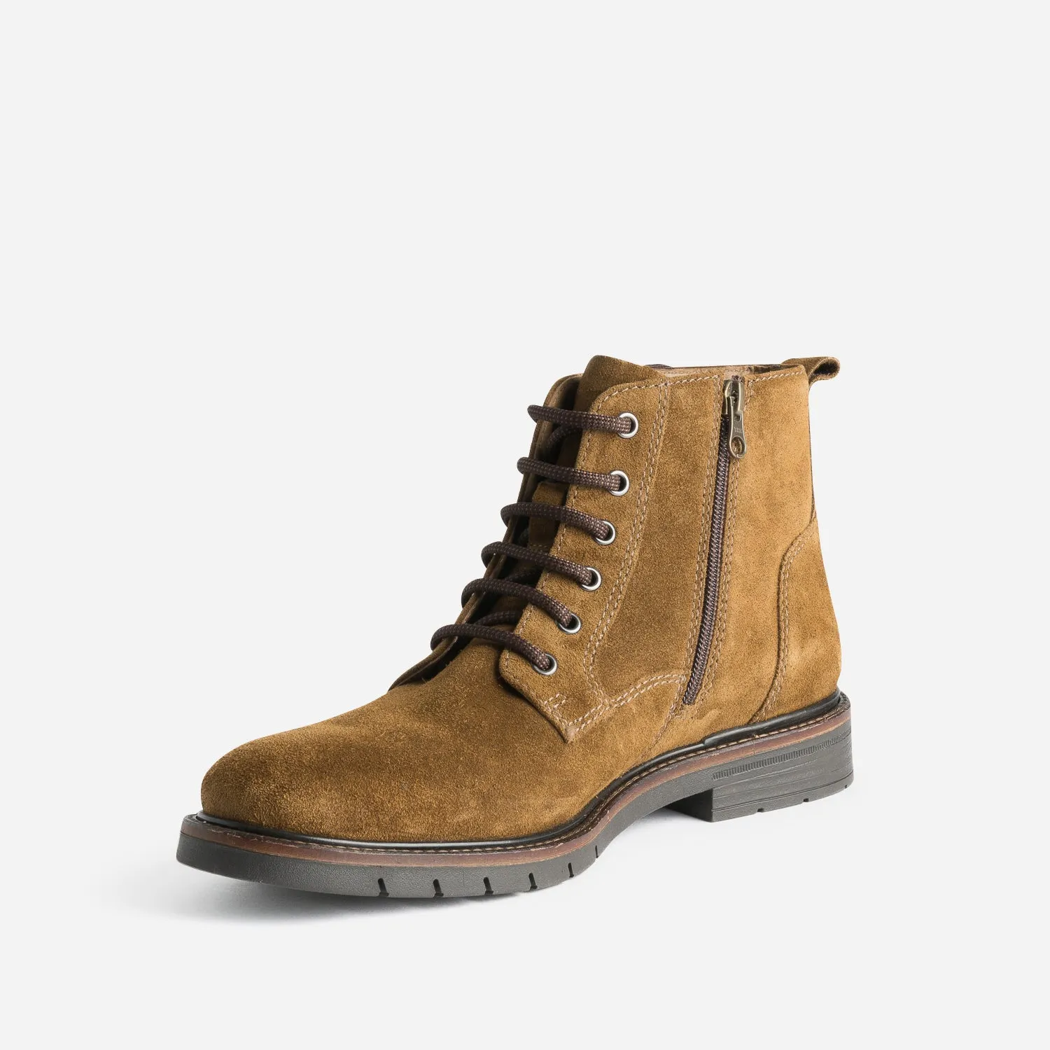 Boots à lacet marron en cuir velours - Boots Homme | ERAM