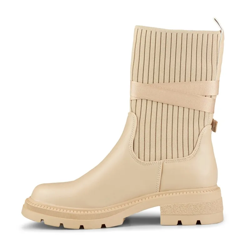 Bottines beige clair à tige élastique