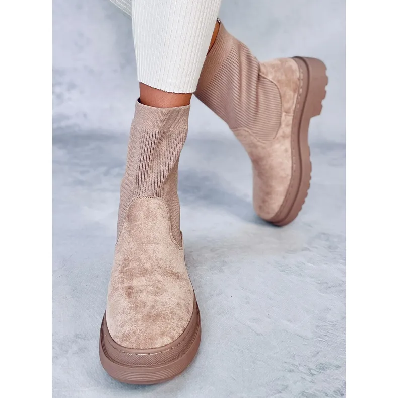 Bottines Chelsea Joyner Kaki à tige souple beige