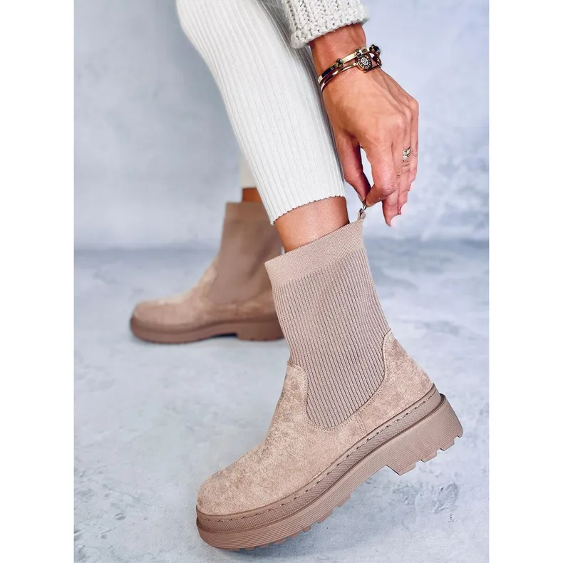 Bottines Chelsea Joyner Kaki à tige souple beige