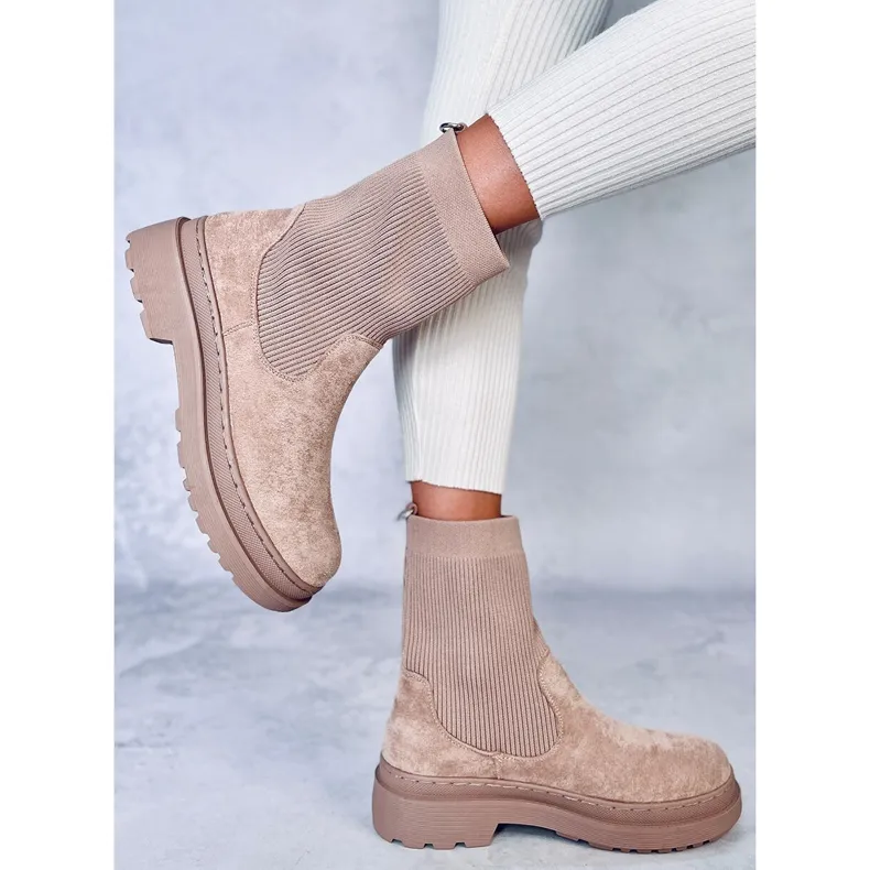 Bottines Chelsea Joyner Kaki à tige souple beige