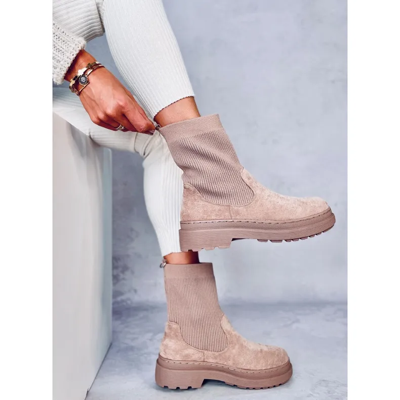 Bottines Chelsea Joyner Kaki à tige souple beige