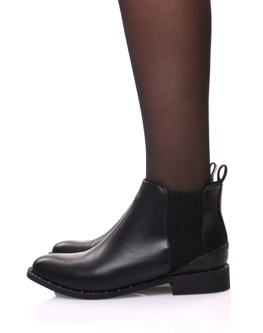 Bottines noires élastiques à empiècements