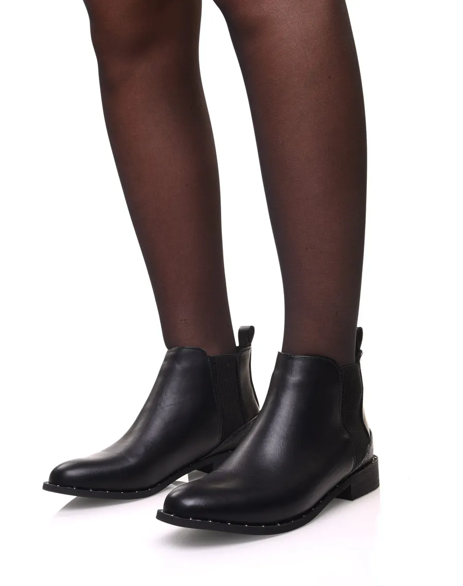 Bottines noires élastiques à empiècements