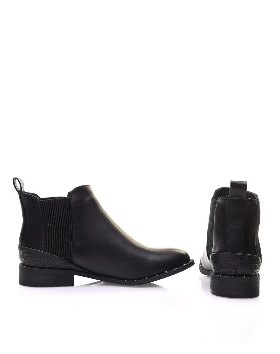 Bottines noires élastiques à empiècements