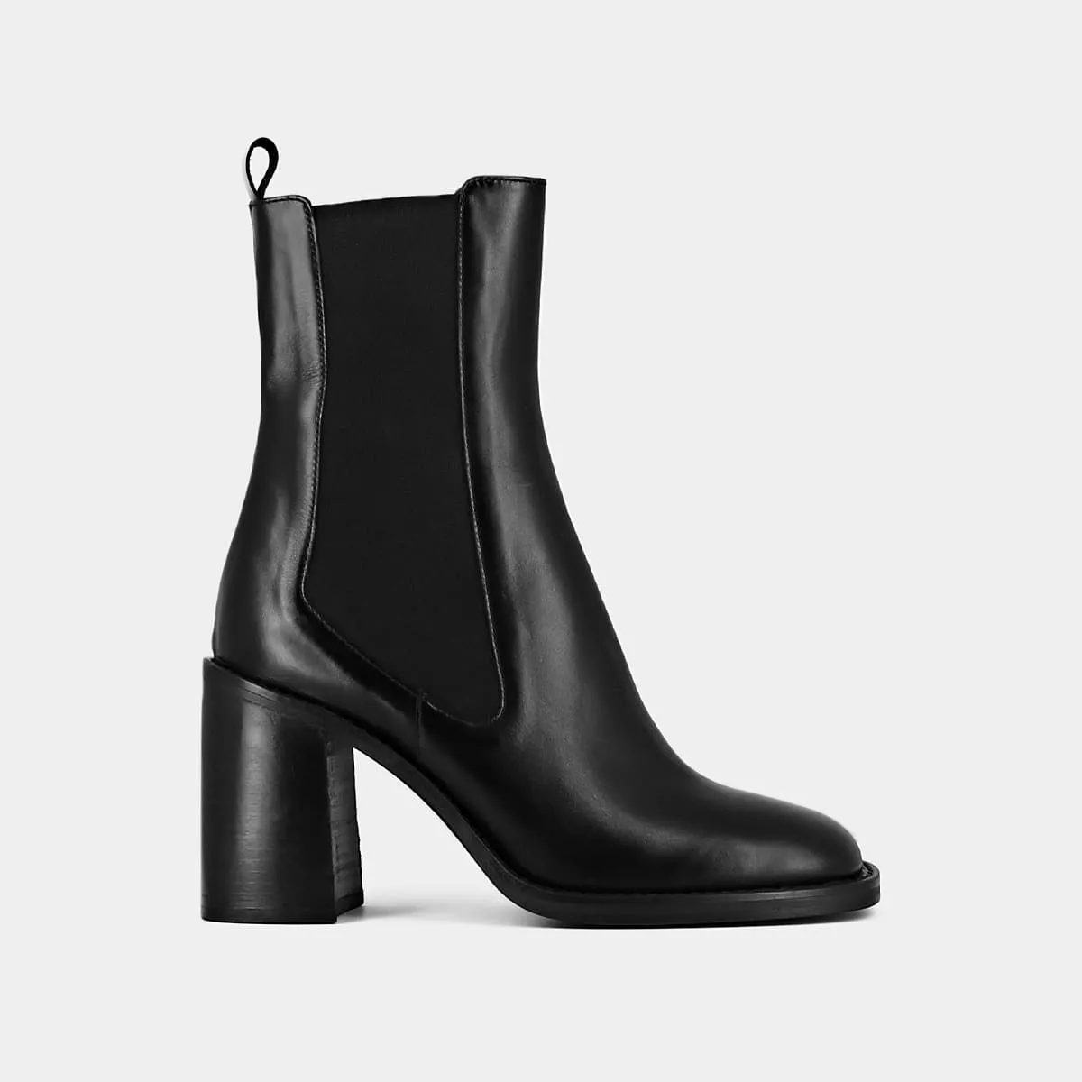 Bottines à talons et bouts carrés en cuir noir pour Femme | Jonak
