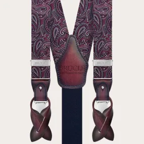 Bretelles Paisley Bordeaux en Soie BRUCLE | Élégance Artisanale Italienne