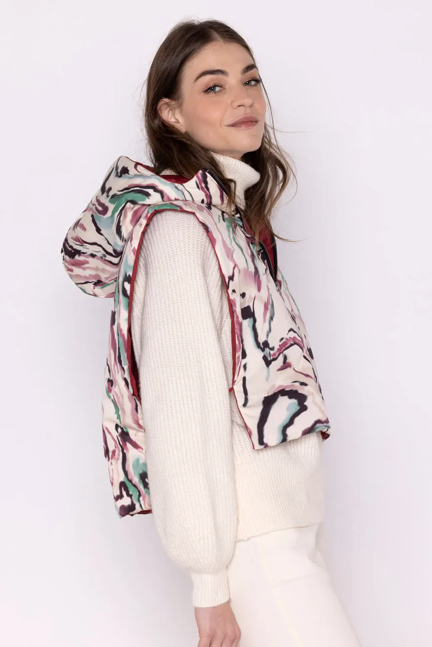 Capuche accessoire ouatinée réversible tissu déperlant rouge