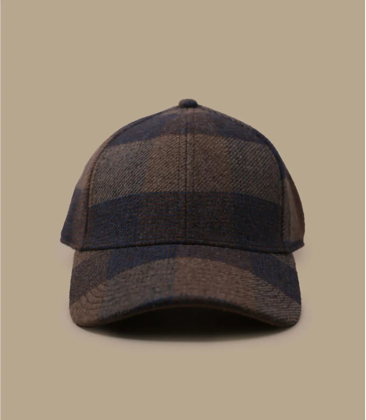 Casquette baseball marron carreaux laine - Baseball Cap Check Wool cognac Stetson : Headict