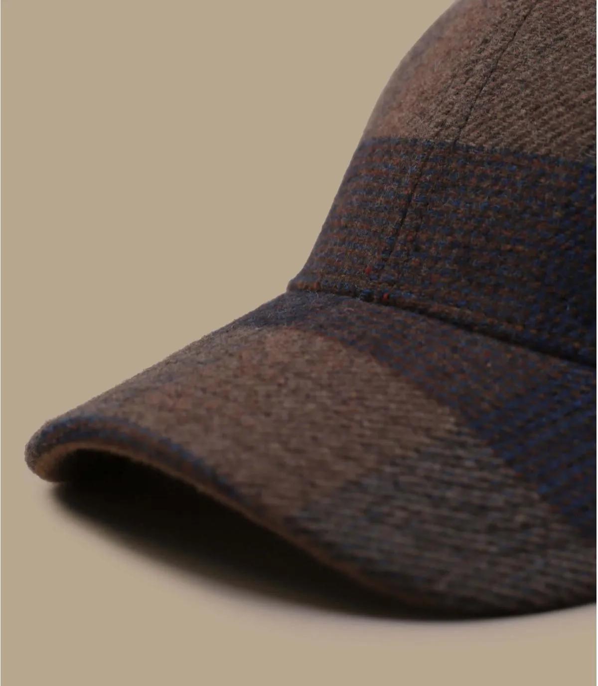 Casquette baseball marron carreaux laine - Baseball Cap Check Wool cognac Stetson : Headict