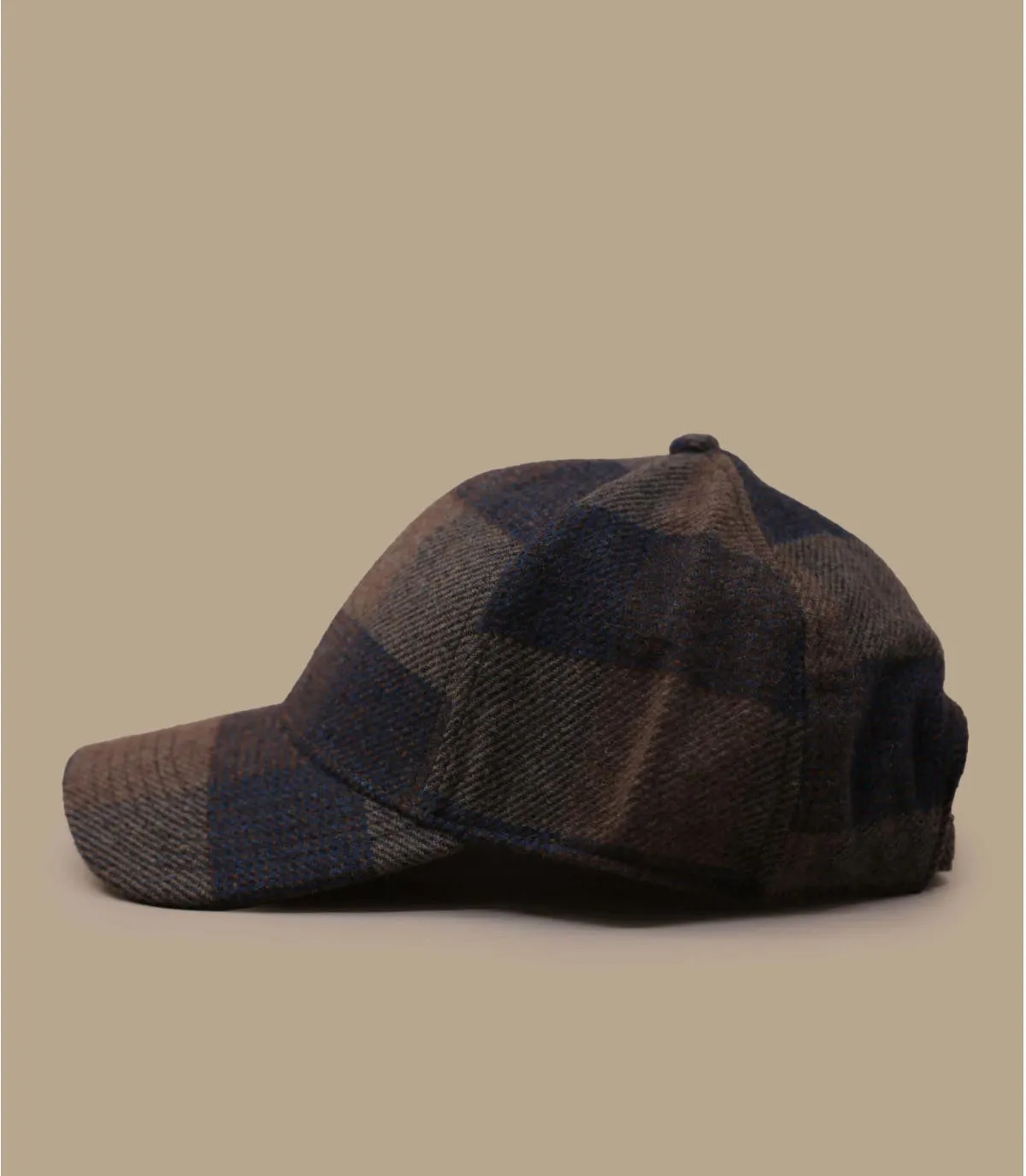 Casquette baseball marron carreaux laine - Baseball Cap Check Wool cognac Stetson : Headict