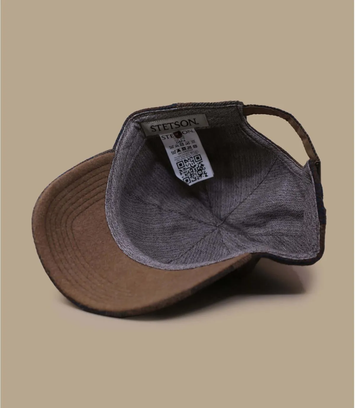 Casquette baseball marron carreaux laine - Baseball Cap Check Wool cognac Stetson : Headict