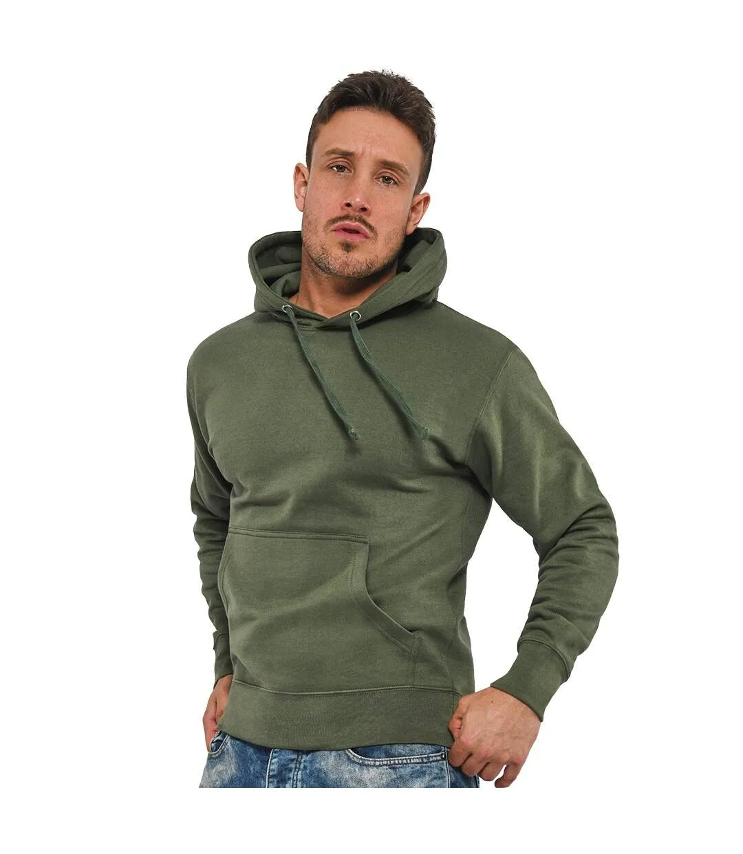 Casual Classics Sweat à capuche en coton filé pour hommes (Vert militaire) - UTAB517