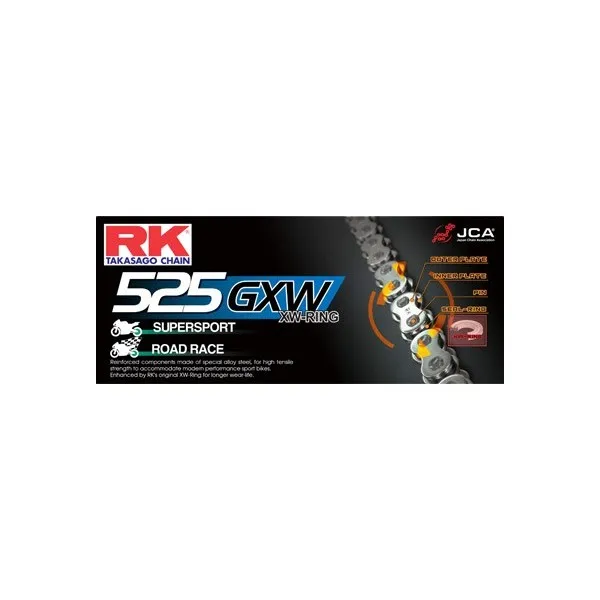  CHAINE RK 525GXW 116 MAILLONS avec Attache à River. 