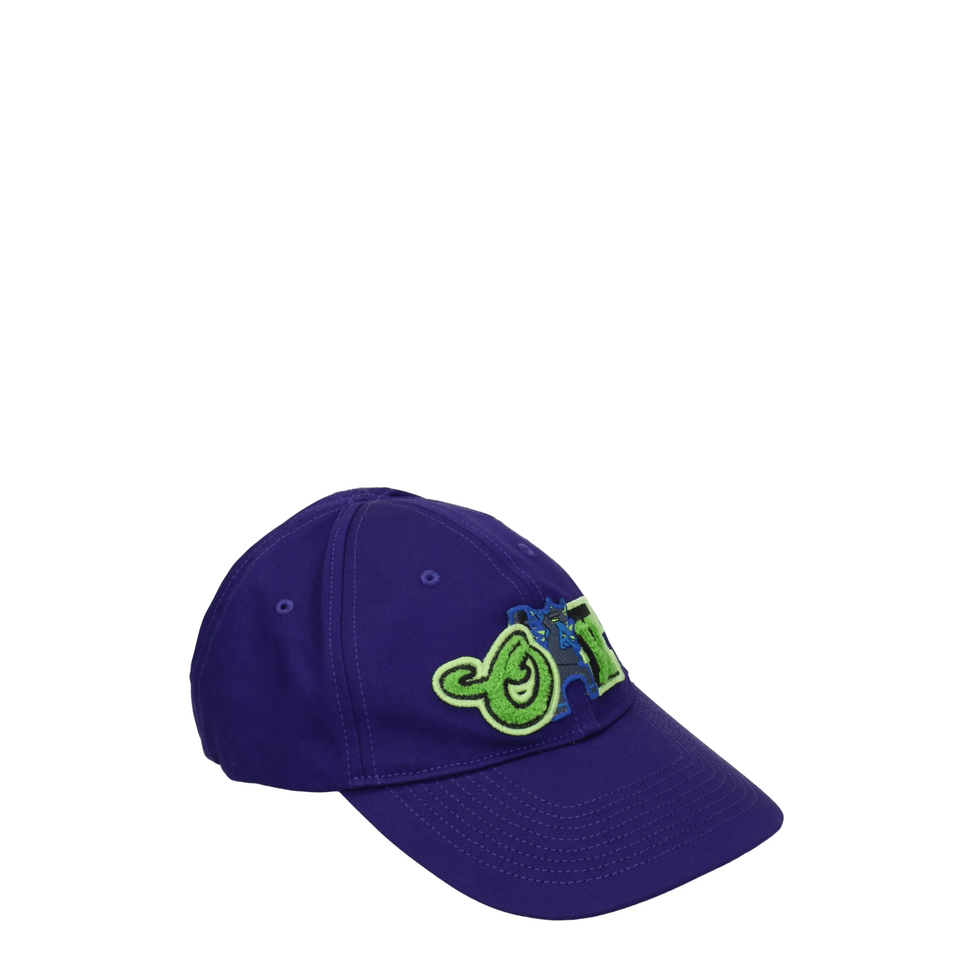 Chapeaux blancs masculins en coton violet / vert fluo