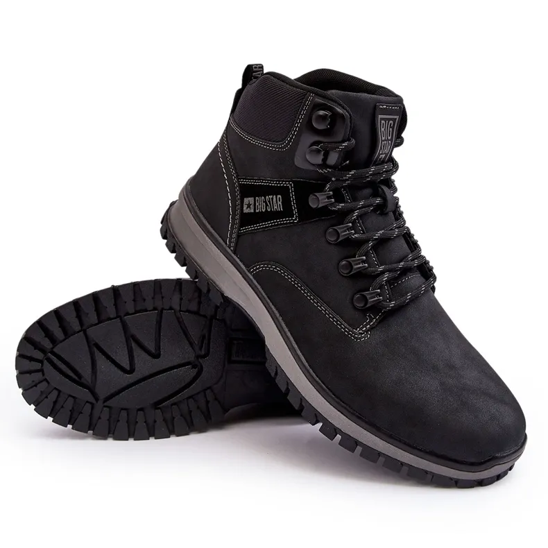 Chaussures de trekking pour hommes noires Big Star MM174019 le noir