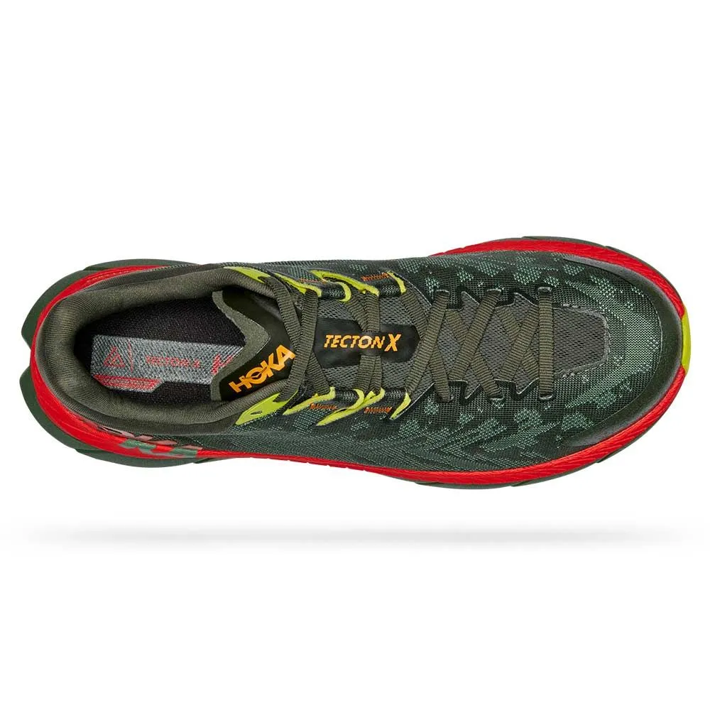 Chaussures trail running HOKA Homme | Hoka Tecton X Thyme/Fiesta pour homme | 1123161-TFST