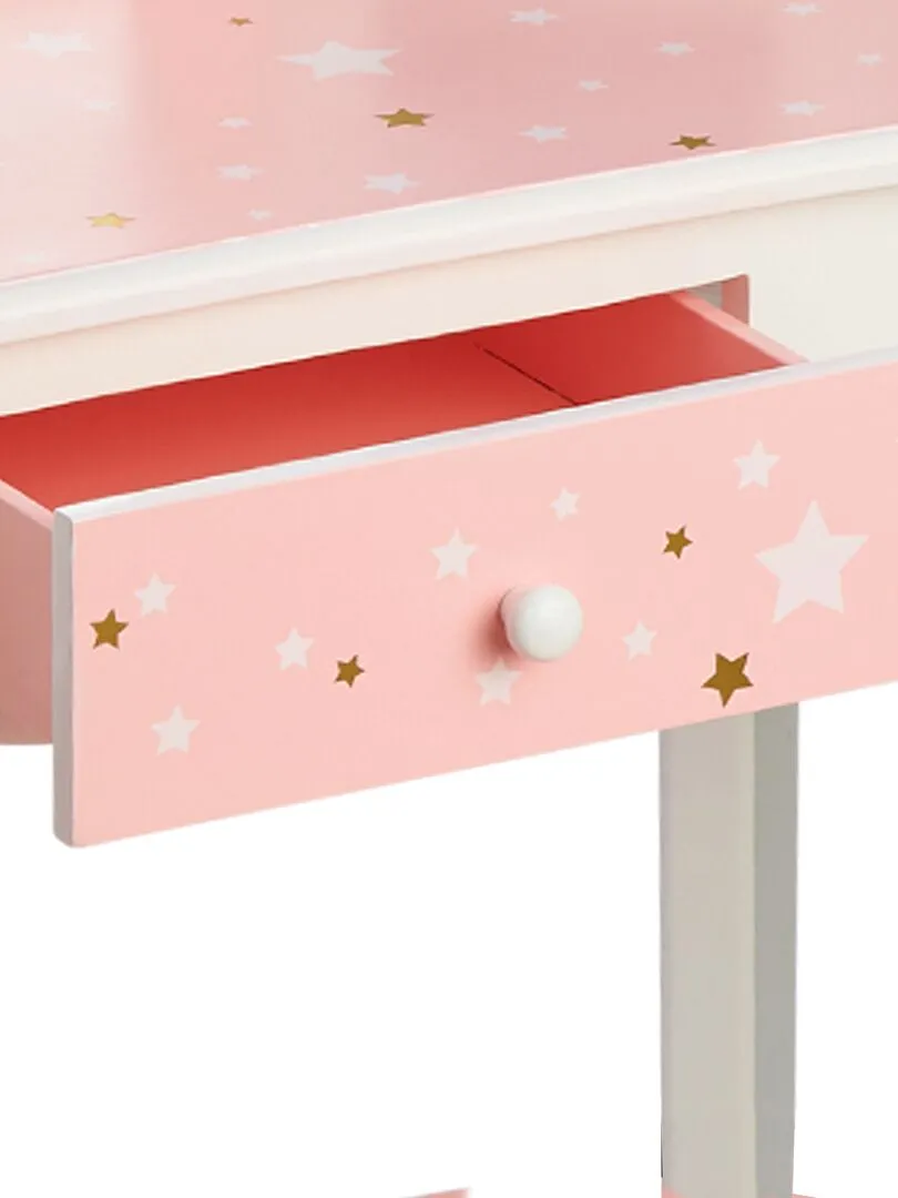 Coiffeuse enfant en bois table maquillage miroir tabouret Fantasy Fields Teamson TD-11670Q - Rose