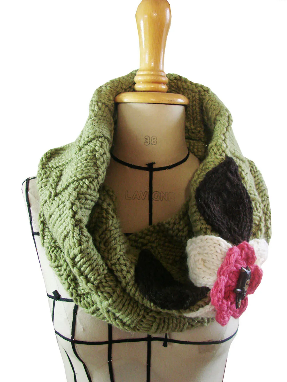 Col tricoté "Bambou vert" - tricot adulte