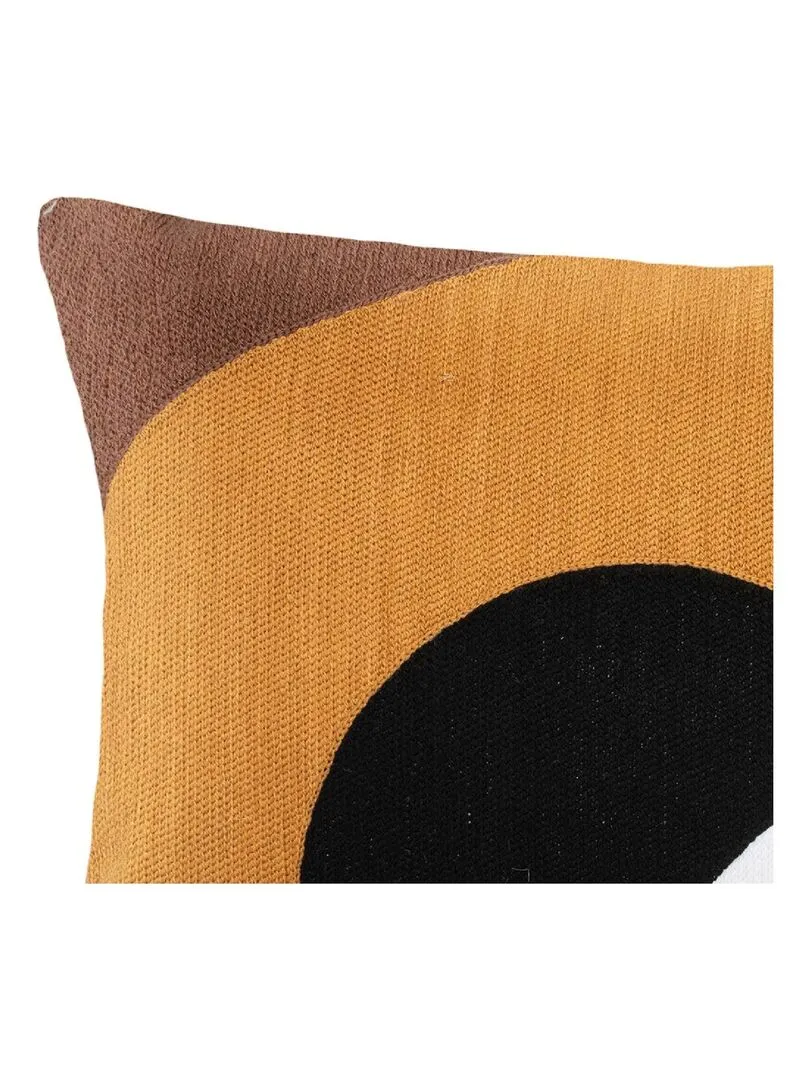 Coussin brodé et déhoussable - Jaune