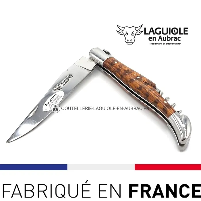Couteau Tire Bouchon Laguiole manche en Amourette marron