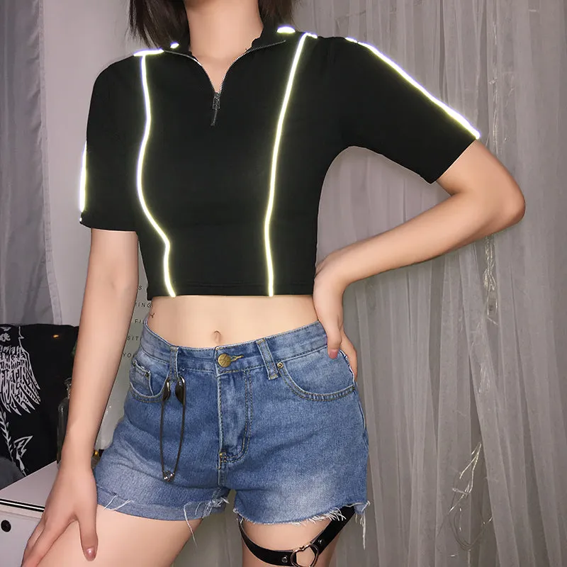 Crop Top Noir Zippé