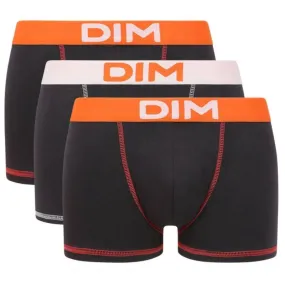 DIM 3 Boxers Homme Coton MIX AND COLORS Noir Orange peps Blanc