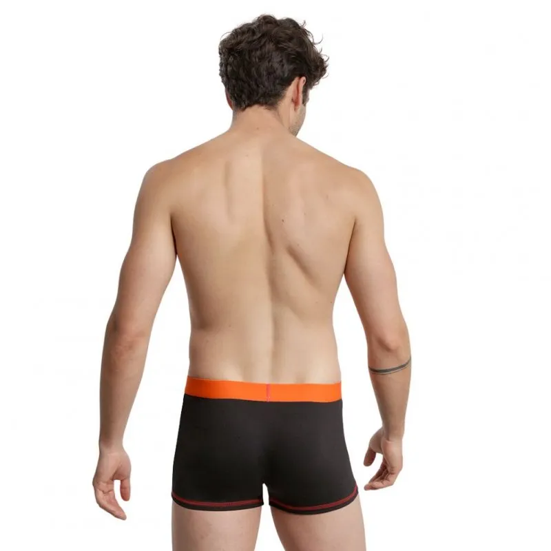 DIM 3 Boxers Homme Coton MIX AND COLORS Noir Orange peps Blanc