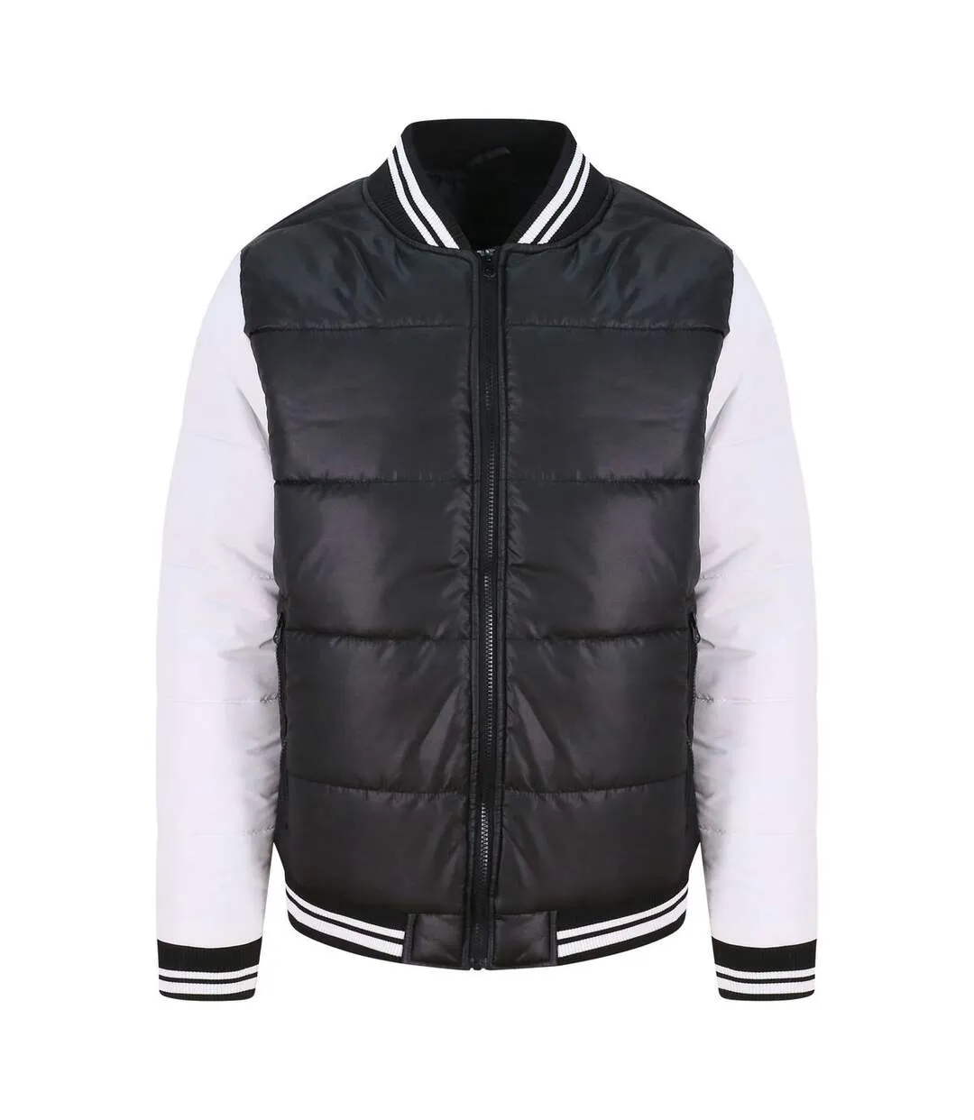 Doudoune zippée contrastée homme - JH049 - noir et blanc