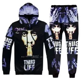Ensemble Jogging Tupac 2pac Thug Life Sweat Capuche Pantalon
