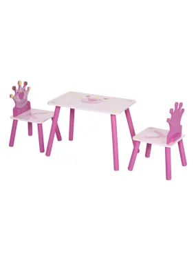 Ensemble table et chaises enfant design princesse couronne bois pin MDF rose - Rose