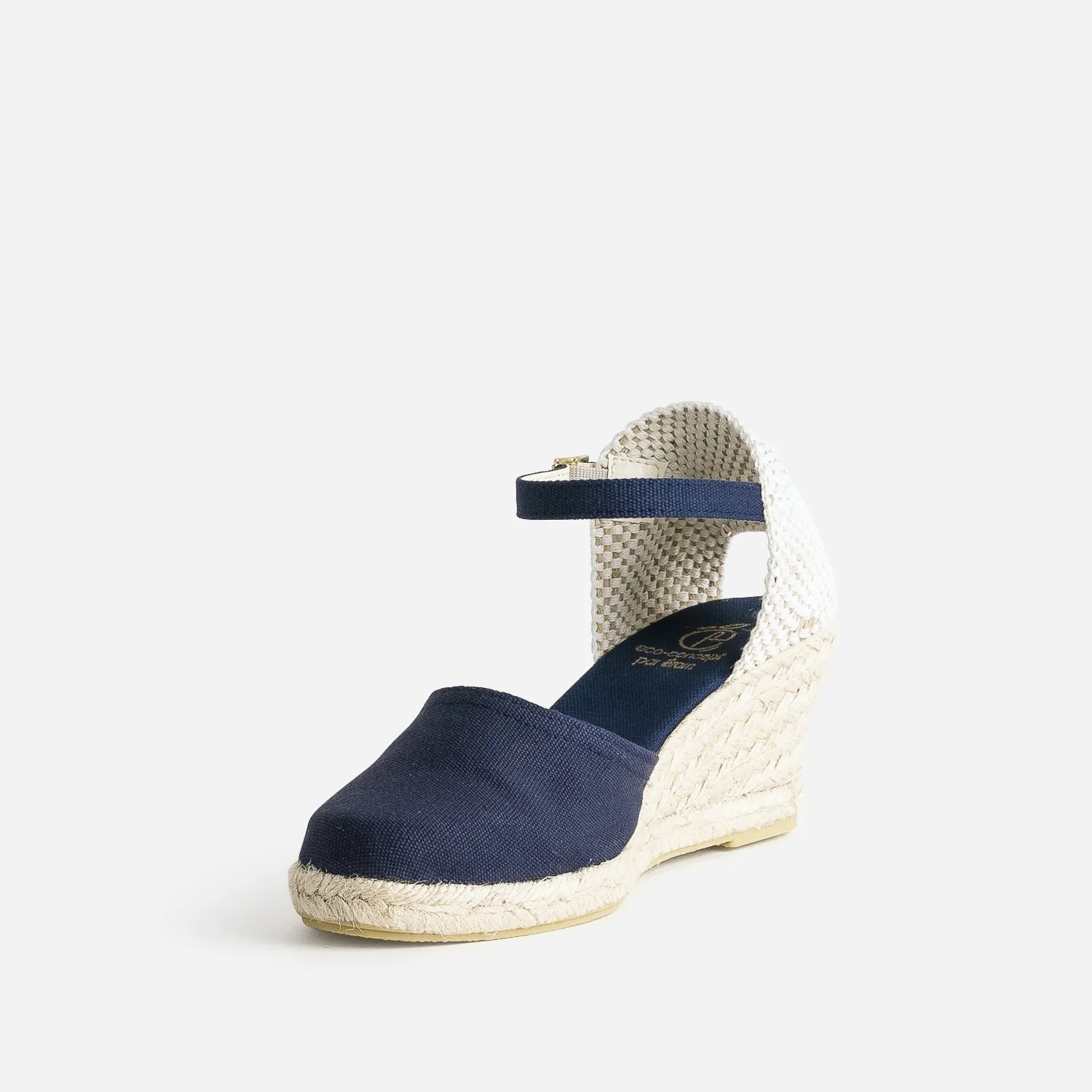 Espadrille compensée bleu marine en toile - Sandales Femme | ERAM