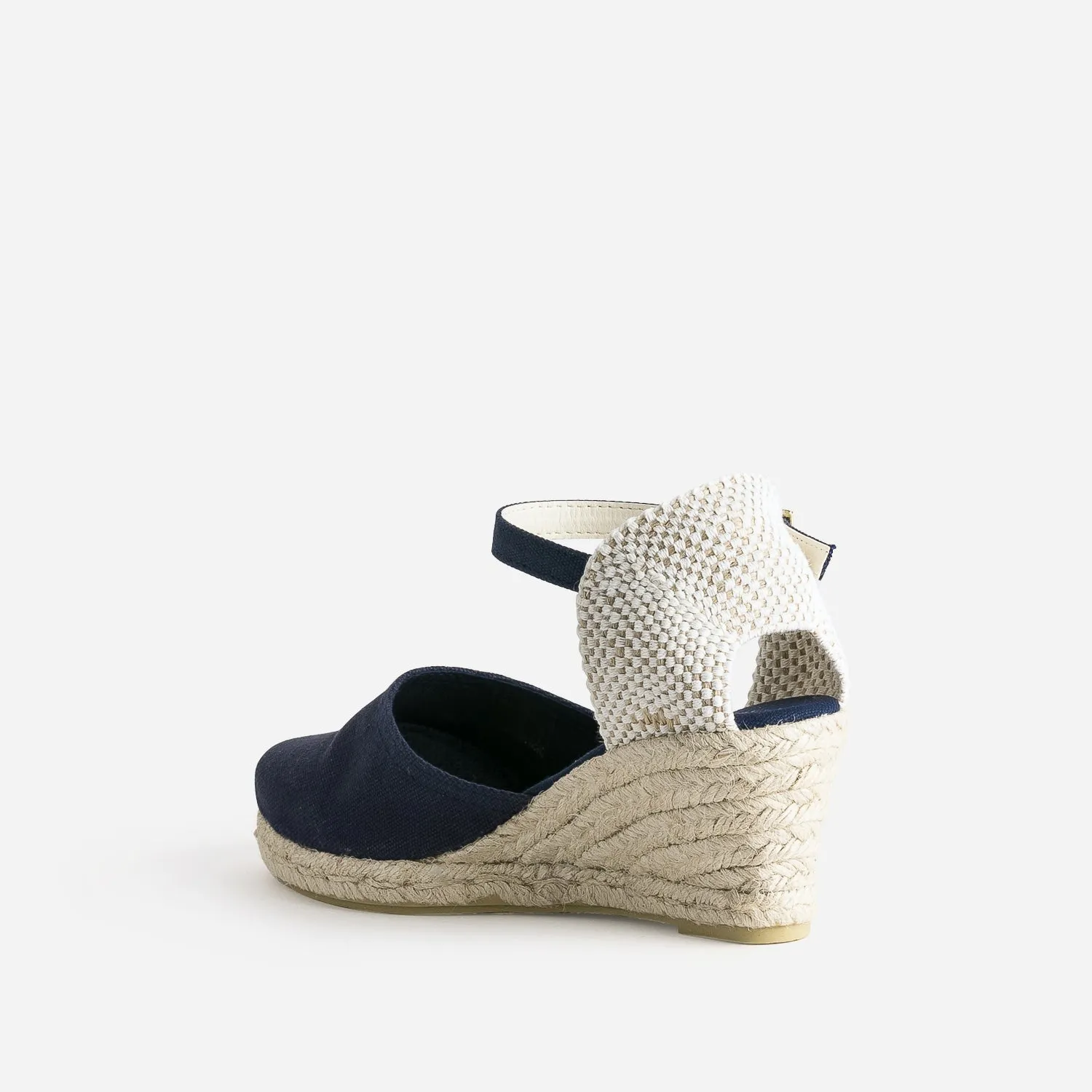 Espadrille compensée bleu marine en toile - Sandales Femme | ERAM