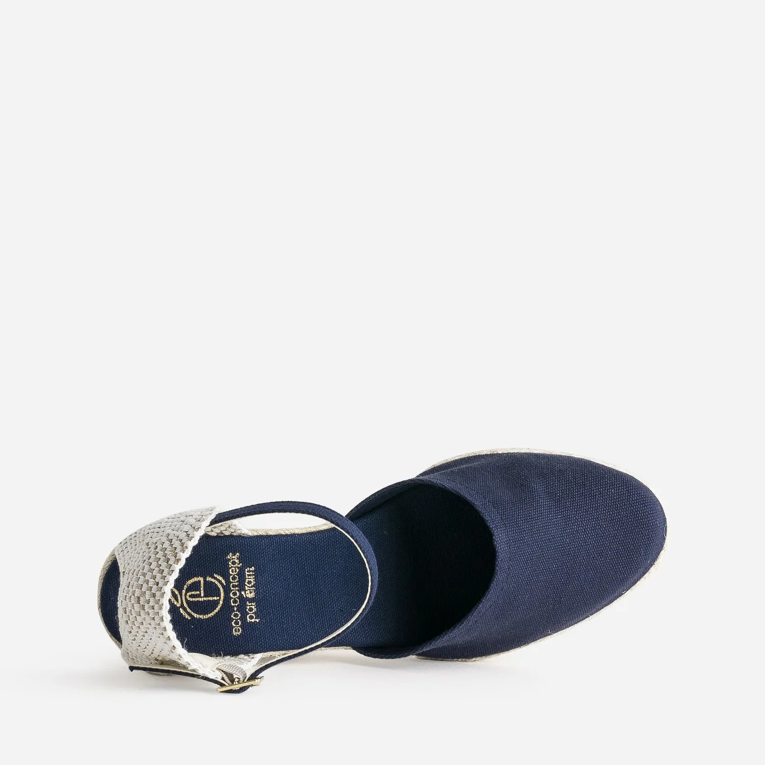 Espadrille compensée bleu marine en toile - Sandales Femme | ERAM