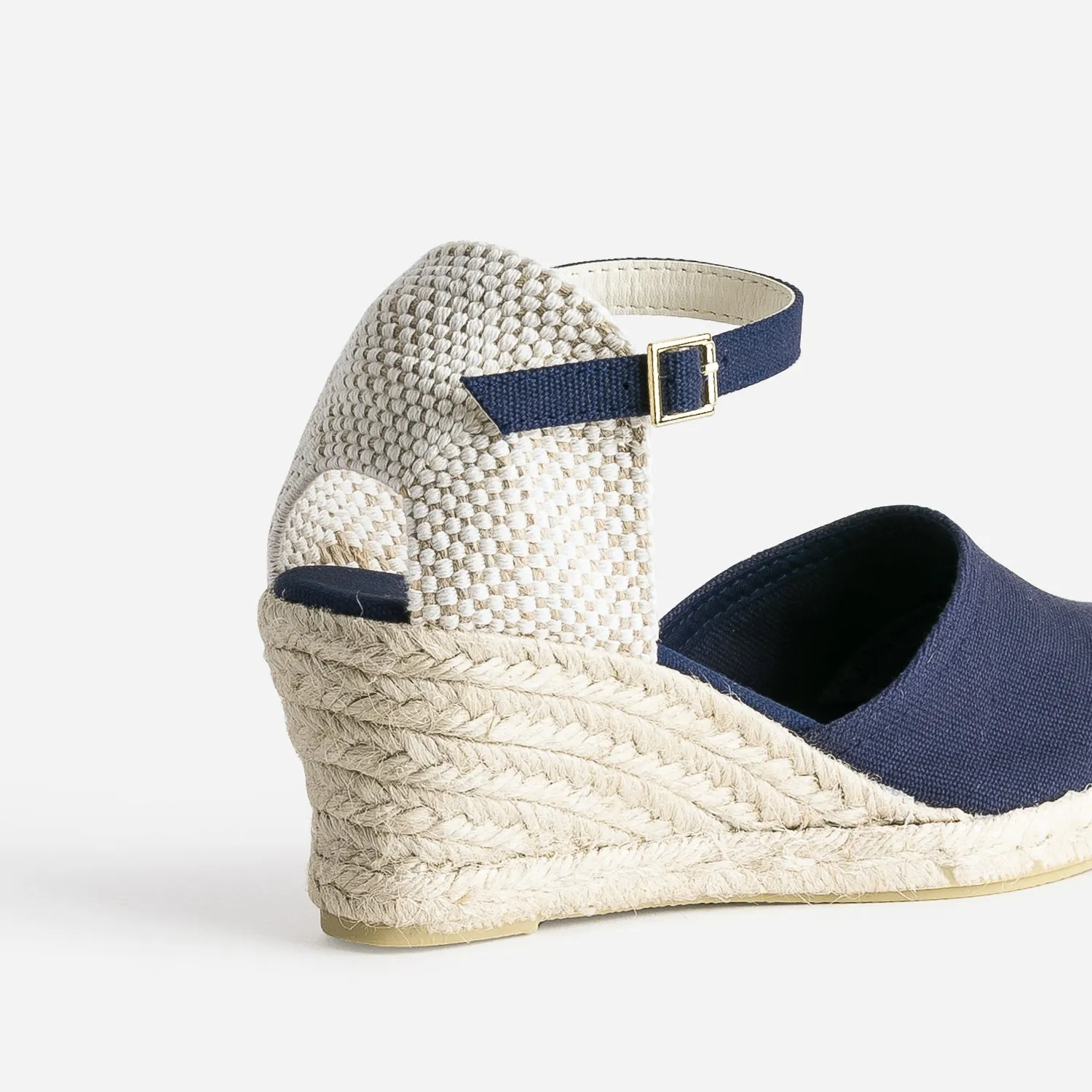 Espadrille compensée bleu marine en toile - Sandales Femme | ERAM