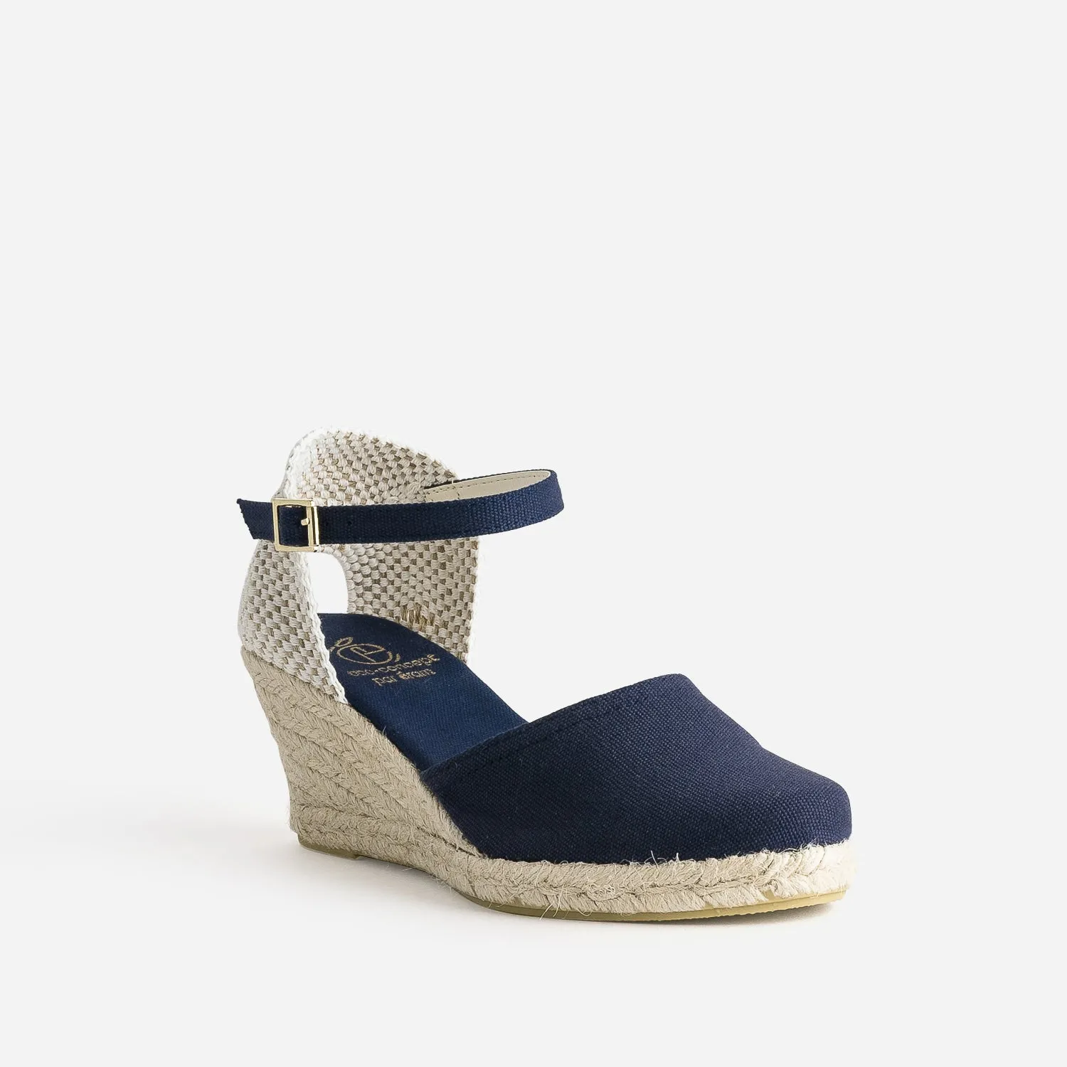 Espadrille compensée bleu marine en toile - Sandales Femme | ERAM