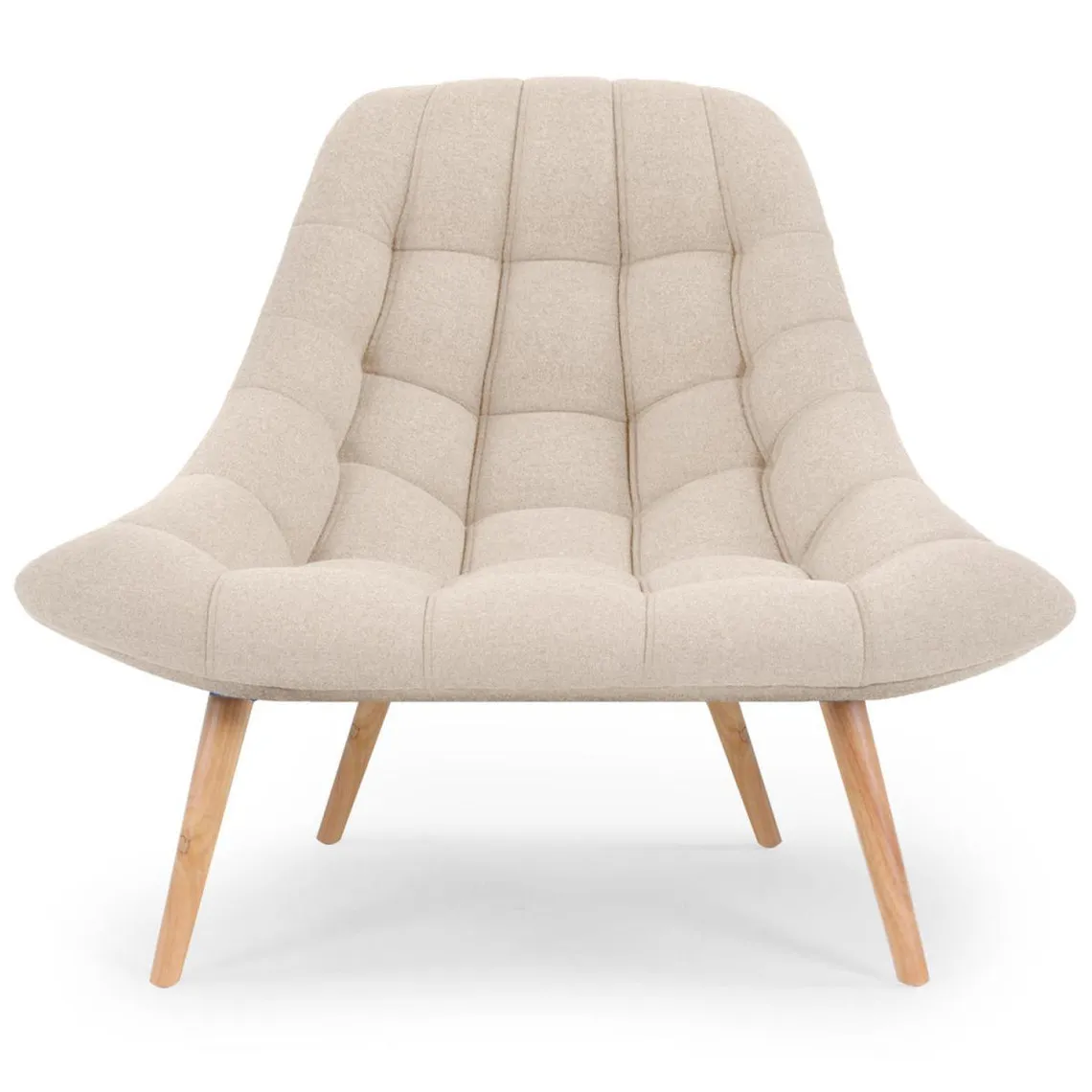 Fauteuil Scandinave Tissu Beige FOLLEY | Fauteuil 3 SUISSES