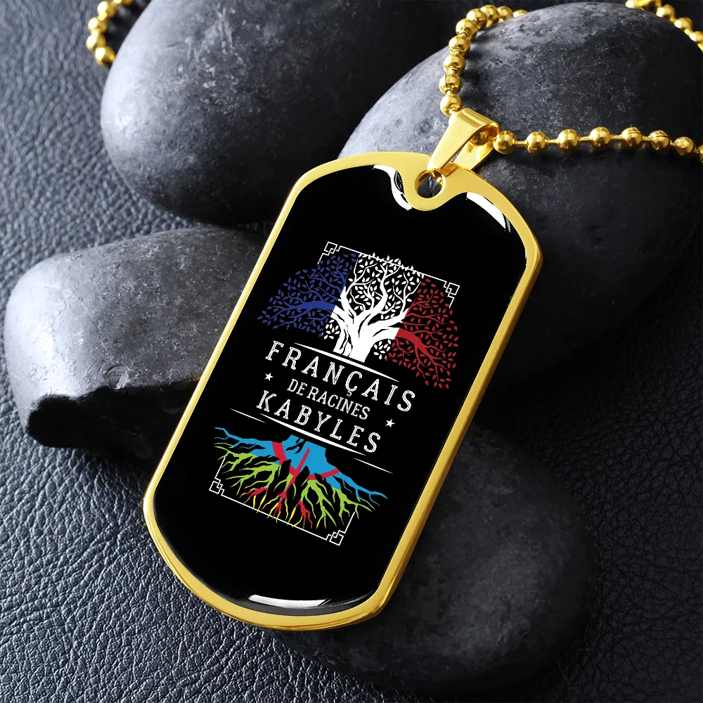Franais de Racines Kabyles - Collier et médaille militaire cadeau pour homme Kabyle - Bijouterie