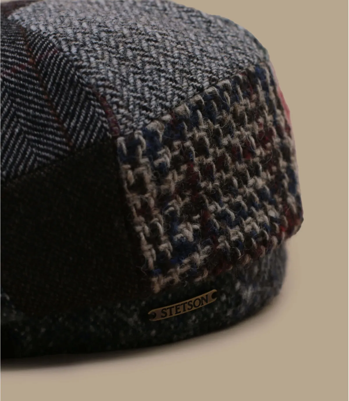 Gavroche grise patchwork laine - Hatteras Patchwork Stetson : Headict