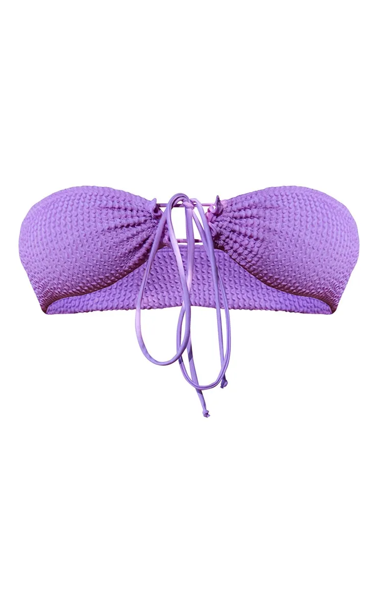 Haut de maillot de bain crêpé lilas à dos nu